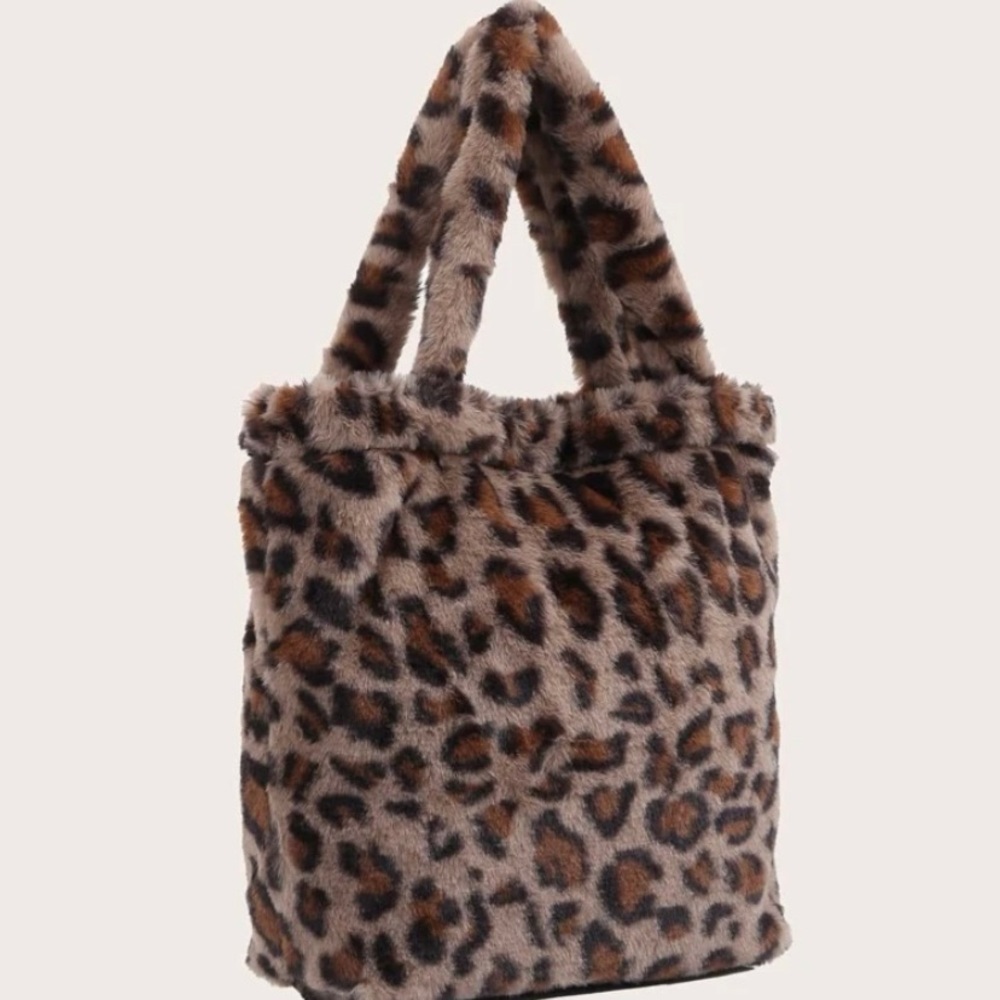 Fuzzy Cheetah Tote